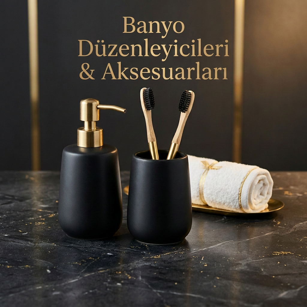 Banyo Düzenleyicileri & Aksesuarları, siyah-altın yazılı koleksiyon görseli