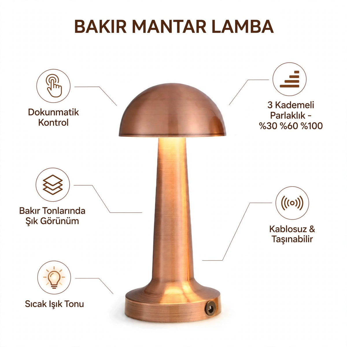 Mantar Dokunmatik LED Masa Lambası - n