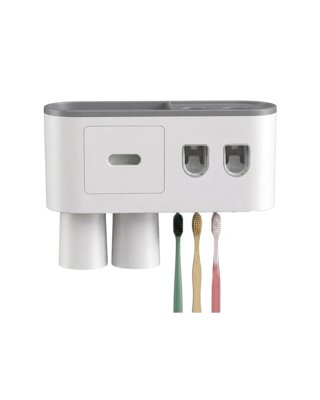 Çift Dispenserli Diş Macunu Sıkacağı 6 Fırçalık Bardaklı Banyo Organizer ürün görseli