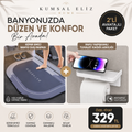 2’li Banyo Düzen ve Konfor Paketi – Duş Paspası + Raflı Tuvalet Kağıdı Askılığı