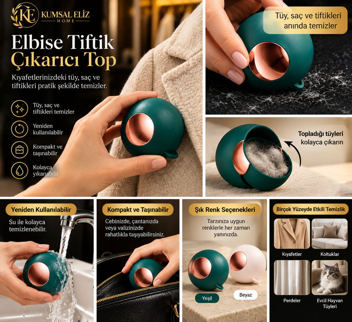Elbise Tiftik Çıkarıcı Top – Yeniden Kullanılabilir ve Yıkanabilir