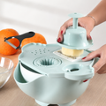 Çok Fonksiyonlu Salata Aparatı – Süzgeçli Doğrayıcı Kase | Rendeleme, Dilimleme ve Yıkama Seti