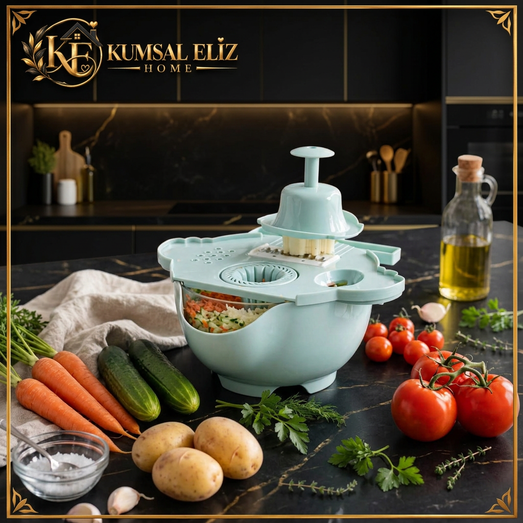 Çok Fonksiyonlu Salata Aparatı - Süzgeçli Doğrayıcı Kase ürün görseli