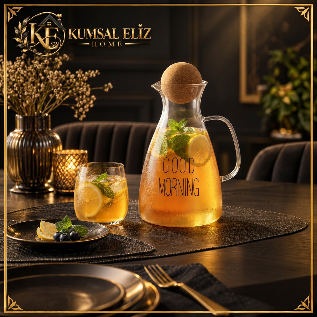 Yuvarlak Mantar Kapaklı Sürahi - 1500 ml - Yüksek Kaliteli Cam ürün görseli