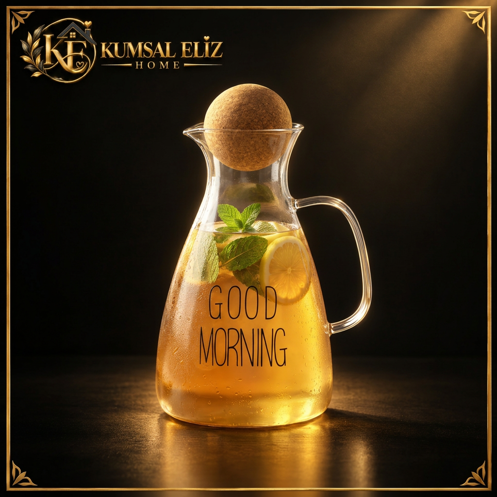 Yuvarlak Mantar Kapaklı Sürahi - 1500 ml - Yüksek Kaliteli Cam ürün görseli