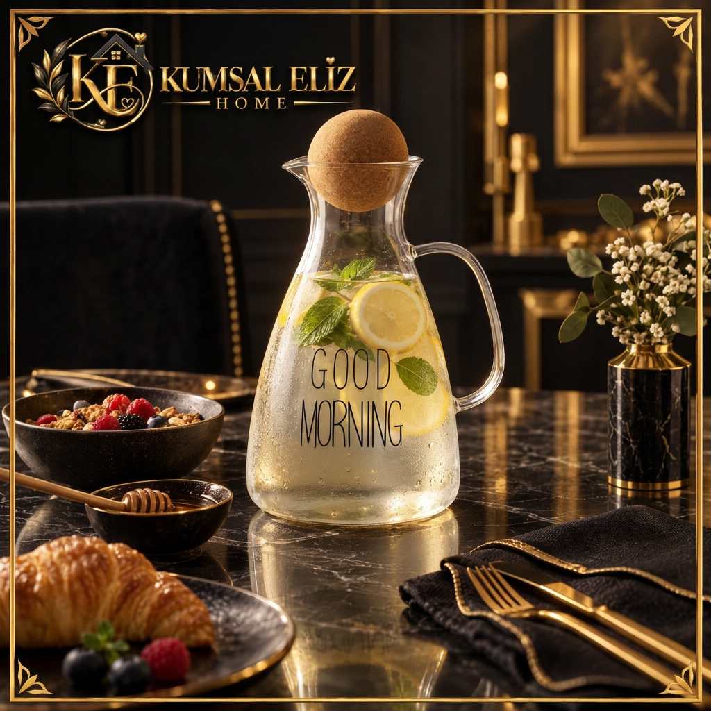 Yuvarlak Mantar Kapaklı Sürahi - 1500 ml - Yüksek Kaliteli Cam ürün görseli