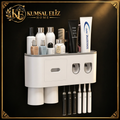 Çift Dispenserli Diş Macunu Sıkacağı 6 Fırçalık Bardaklı Banyo Organizer ürün görseli