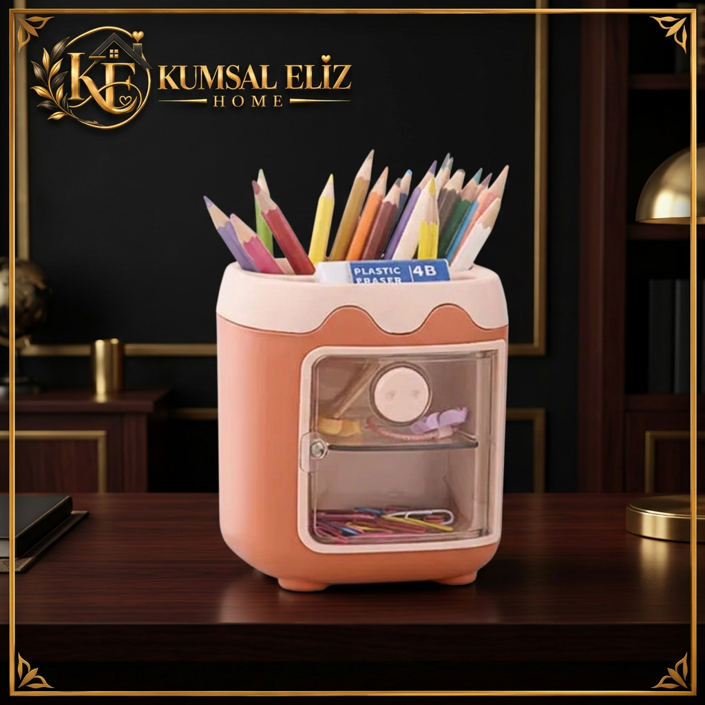 Kare logolu mini dolap kalemlik