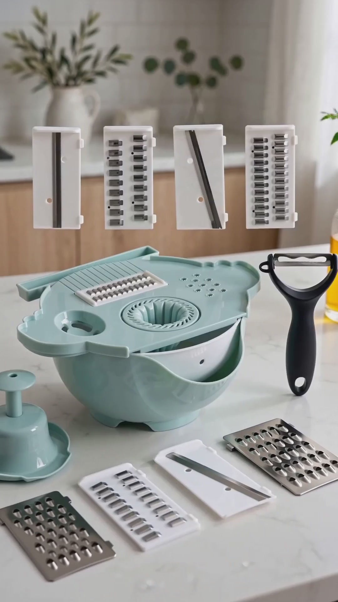 Çok Fonksiyonlu Salata Aparatı - Süzgeçli Doğrayıcı Kase