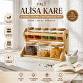 Paçi Alisa 8'li İki Katlı Bambu Standlı Kare Cam Baharat Takımı